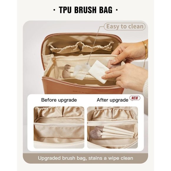 Women Large Waterproof Flat Toiletry Travel Make Organizer With Divider Handle - Picture 3 of 9